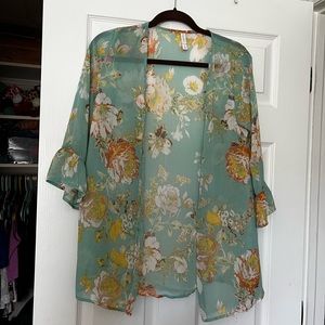 Flowy teal floral cover-up